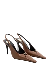 Туфли-лодочки Babylone Breteuil из гладкой кожи коричневые Saint Laurent - круглая металлическая пластина с гравировкой Сен-Лоран на стельке. 100% натуральная кожа. кожаная подошва. шнуровка. Высота каблука: 9 СМ. Страна производитель: Франция. Уход: специализированная чистка - фото 2