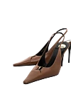 Туфли-лодочки Babylone Breteuil из гладкой кожи коричневые Saint Laurent - круглая металлическая пластина с гравировкой Сен-Лоран на стельке. 100% натуральная кожа. кожаная подошва. шнуровка. Высота каблука: 9 СМ. Страна производитель: Франция. Уход: специализированная чистка - фото 4