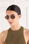 Brown sunglasses with round metal frame and nylon lenses Saint Laurent - engraved logo. . Material: metal. brown. Country of manufacture: Italy. Care: specialized cleaning - photo 2