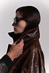 Солнцезащитные очки женские SL 607 черные с логотипом Saint Laurent - логотип на дужкее. 100% пластик. черный. Страна производитель: Франция. Уход: специализированная чистка - фото 6