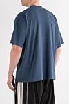 Синяя футболка с круглым вырезом и вышитым логотипом из хлопка Balenciaga - логотип бренда. 100% хлопок. Страна производитель: Италия. Уход: специализированная чистка - фото 4