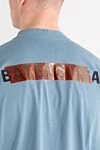 Голубая футболка с круглым вырезом и логотипом из хлопка Balenciaga - логотип бренда. 100% хлопок. Страна производитель: Италия. Уход: специализированная чистка - фото 6