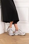 Женские кроссовки Runner 2.0 в сером цвете с эффектом потертости Balenciaga - логотип Runner, эффект потертости. 60% полиуретан, 40% полиэстер . резина, Эва, Тпу. шнуровка. Стелька: пена. Страна производитель: Италия. Уход: специализированная чистка - фото 2