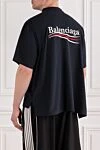 Мужская рубашка-поло в черном цвете из хлопка с логотипом Balenciaga - 100% хлопок. пуговицы. Страна производитель: Италия. Уход: специализированная чистка - фото 4