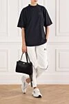 Женская серая футболка с эффектом винтаж из хлопка Balenciaga - логотип бренда. 100% хлопок. Страна производитель: Италия. Уход: специализированная чистка - фото 2