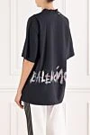 Женская серая футболка с эффектом винтаж из хлопка Balenciaga - логотип бренда. 100% хлопок. Страна производитель: Италия. Уход: специализированная чистка - фото 4
