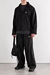 Чоловіча чорна вовняна куртка з капюшоном та логотипом Balenciaga - логотип бренду. капюшон. 74% вовна, 17% рамі, 9% мохер. блискавка. дві бічні кишені. Країна виробник: Італія. Догляд: спеціалізоване чищення - фото 2