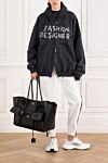 Women's hoodie with a hood with a print Fashion Designer gray Balenciaga - print. Additional: hood. 100% cotton. Country of manufacture: Italy. Care: specialized cleaning - photo 2