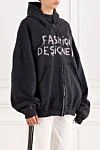 Balenciaga Women's hoodie with a hood with a print Fashion Designer gray - print. Additional: hood. 100% cotton. Country of manufacture: Italy. Care: specialized cleaning - photo 3