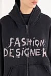 Balenciaga Women's hoodie with a hood with a print Fashion Designer gray - print. Additional: hood. 100% cotton. Country of manufacture: Italy. Care: specialized cleaning - photo 5