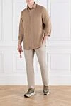 Andre Classic Shirt in Cool Fresh Linen Brown Loro Piana - 100% linen. Fastener: button. chest pocket. Country of manufacture: Italy. Care: specialized cleaning - photo 2