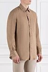 Loro Piana Andre Classic Shirt in Cool Fresh Linen Brown - 100% linen. Fastener: button. chest pocket. Country of manufacture: Italy. Care: specialized cleaning - photo 3