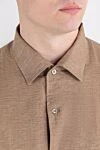 Loro Piana Andre Classic Shirt in Cool Fresh Linen Brown - 100% linen. Fastener: button. chest pocket. Country of manufacture: Italy. Care: specialized cleaning - photo 5