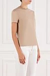 Loro Piana Класична базова футболка My-T з бавовняного джерсі бежева - 100% бавовна. Колір: бежевий. Країна виробник: Італія. Догляд: спеціалізоване чищення - фото 3
