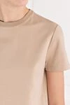 Loro Piana Класична базова футболка My-T з бавовняного джерсі бежева - 100% бавовна. Колір: бежевий. Країна виробник: Італія. Догляд: спеціалізоване чищення - фото 5