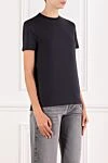 Loro Piana Классическая футболка My-T женская синяя из хлопка - 100% хлопок. Страна производитель: Италия. Уход: специализированная чистка - фото 3