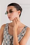 Геометрические солнцезащитные очки без оправы Panthere голубые женские Cartier - логотип бренда. Состав:: ацетат, металл. голубые. Страна производитель: Франція. Уход: специализированная чистка - фото 2