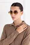Окуляри для захисту від сонця прямокутної форми без оправи Cartier - гравіювання логотипу. ацетат, метал. коричневий градієнтний. Країна виробник: Італія. Догляд: спеціалізоване чищення - фото 2