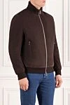 Seraphin Suede bomber jacket with natural fur, brown, men's - 100% suede,. Fastener: zipper. two side pockets. Insulation: 100% natural fur. Country of manufacture: Italy. Care: specialized cleaning - photo 3
