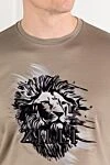 Zilli Футболка бежевого кольору з принтом лева та фірмовим логотипом. - принт лева. 100% бавовна. Колір: бежевий. Країна виробник: Італія. Догляд: спеціалізоване чищення - фото 5