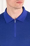 Zilli Поло с фактурным узором и застёжкой на молнию синее - фактурный узор. 75% шелк, 15% хлопок, 10% лен. Цвет: синий. молния. Страна производитель: Франция. Уход: специализированная чистка - фото 5