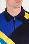 Zilli Поло з блискавкою та графічним дизайном у жовто-блакитних тонах. - фактурний візерунок. 100% бавовна. Колір: синій. блискавка. Країна виробник: Італія. Догляд: спеціалізоване чищення - фото 5