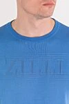 Zilli Джемпер яскраво-блакитного кольору з фактурним логотипом на грудях - логотип бренду. 50% шовк, 30% бавовна, 20% льон. Колір: блакитний. Країна виробник: Італія. Догляд: спеціалізоване чищення - фото 5