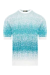Zilli Джемпер с коротким рукавом и градиентным эффектом в бирюзово-белой гамме - абстрактный узор. 70% хлопок, 30% хлопок. Цвет: голубой. Страна производитель: Франция. Уход: специализированная чистка - фото 1