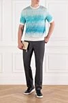 Джемпер с коротким рукавом и градиентным эффектом в бирюзово-белой гамме Zilli - абстрактный узор. 70% хлопок, 30% хлопок. Цвет: голубой. Страна производитель: Франция. Уход: специализированная чистка - фото 2
