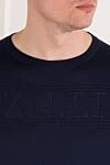 Zilli Джемпер темно-синього кольору з вишитим логотипом на грудях - логотип бренду. 50% шовк, 50% бавовна. Колір: синій. Країна виробник: Італія. Догляд: спеціалізоване чищення - фото 5