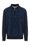 Zilli Поло на блискавці синє з геометричним жаккардом - геометричний жаккард. 55% вовна, 35% шовк, 10% кашемір. Колір: синій. блискавка. Країна виробник: Італія. Догляд: спеціалізоване чищення - фото 1