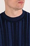 Zilli Джемпер з об'ємною в'язкою та графічним візерунком у глибокому синьому відтінку - смужка візерунок. 55% шовк, 35% бавовна. Колір: синій. Країна виробник: Італія. Догляд: спеціалізоване чищення - фото 5
