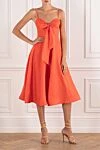 Crush Tie Front Bustier Midi Dress in Red Zimmermann - bow. 100% linen. Color: red. Fastener: zipper in the center of the back with a hook and eye fastener. Country of manufacture: Italy. Care: specialized cleaning - photo 2