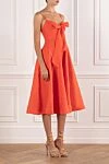 Zimmermann Crush Tie Front Bustier Midi Dress in Red - bow. 100% linen. Color: red. Fastener: zipper in the center of the back with a hook and eye fastener. Country of manufacture: Italy. Care: specialized cleaning - photo 3