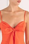 Zimmermann Crush Tie Front Bustier Midi Dress in Red - bow. 100% linen. Color: red. Fastener: zipper in the center of the back with a hook and eye fastener. Country of manufacture: Italy. Care: specialized cleaning - photo 5