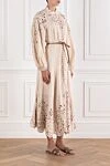 Zimmermann Wylie Billow Embroidered Linen Midi Dress in Cream with Blouson Sleeves - Billow embroidery. 100% linen. Color: beige. Fastener: zip at the center of the back, buttons. Country of manufacture: Italy. Care: specialized cleaning - photo 3