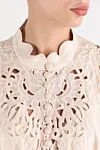 Zimmermann Wylie Billow Embroidered Linen Midi Dress in Cream with Blouson Sleeves - Billow embroidery. 100% linen. Color: beige. Fastener: zip at the center of the back, buttons. Country of manufacture: Italy. Care: specialized cleaning - photo 5