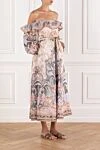 Wylie Blue Floral Off Shoulder Linen Midi Dress Zimmermann - blue floral pattern. 100% linen. Color: beige. Fastener: zipper. Country of manufacture: Italy. Care: specialized cleaning - photo 2