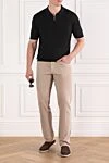 Black short sleeve zip up polo shirt made of silk Cesare di Napoli - 100% silk. Fastener: zipper. Country of manufacture: Italy. Care: specialized cleaning - photo 2