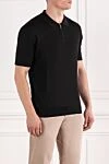 Cesare di Napoli Black short sleeve zip up polo shirt made of silk - 100% silk. Fastener: zipper. Country of manufacture: Italy. Care: specialized cleaning - photo 3