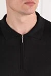 Cesare di Napoli Black short sleeve zip up polo shirt made of silk - 100% silk. Fastener: zipper. Country of manufacture: Italy. Care: specialized cleaning - photo 5
