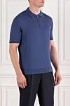 Cesare di Napoli Polo shirt in soft jersey in deep blue - 100% silk. Color: blue. Fastener: zipper. Country of manufacture: Italy. Care: specialized cleaning - photo 3