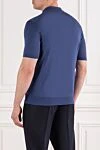 Polo shirt in soft jersey in deep blue Cesare di Napoli - 100% silk. Color: blue. Fastener: zipper. Country of manufacture: Italy. Care: specialized cleaning - photo 4