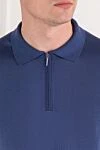 Cesare di Napoli Polo shirt in soft jersey in deep blue - 100% silk. Color: blue. Fastener: zipper. Country of manufacture: Italy. Care: specialized cleaning - photo 5