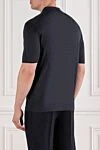 Silk polo in deep black and blue with zip fastening Cesare di Napoli - 100% silk. Color: blue. Fastener: zipper. Country of manufacture: Italy. Care: specialized cleaning - photo 4