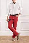 Rich scarlet jeans made from thick stretch denim Scissor Scriptor - 69% cotton, 33% elastane, 2% polyurethane. button, zipper. two side, two back, one pocket for small items. Country of manufacture: Italy. Care: specialized cleaning - photo 2