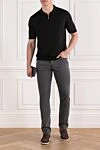 Grey jeans with black logo on pockets and mini patch Scissor Scriptor - 64% cotton, 34% polyester, 2% polyurethane. button, zipper. two side, two back, one pocket for small items. Country of manufacture: Italy. Care: specialized cleaning - photo 2