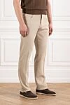 Scissor Scriptor Light sand colored jeans with elastic waistband - 98% cotton, 2% polyurethane. button, zipper. two side, two back, one pocket for small items. Country of manufacture: Italy. Care: specialized cleaning - photo 3