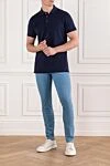 Голубые джинсы из мягкого хлопка с косыми карманами Scissor Scriptor - 97% хлопок, 3% полиуретан. пуговица, молния. два боковых кармана, два задних кармана, карман для мелочи. Страна производитель: Италия. Уход: специализированная чистка - фото 2