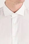 Alessandro Gherardi Men's white cotton shirt with button placket - 100% cotton. buttons. Country of manufacture: Italy. Care: specialized cleaning - photo 5